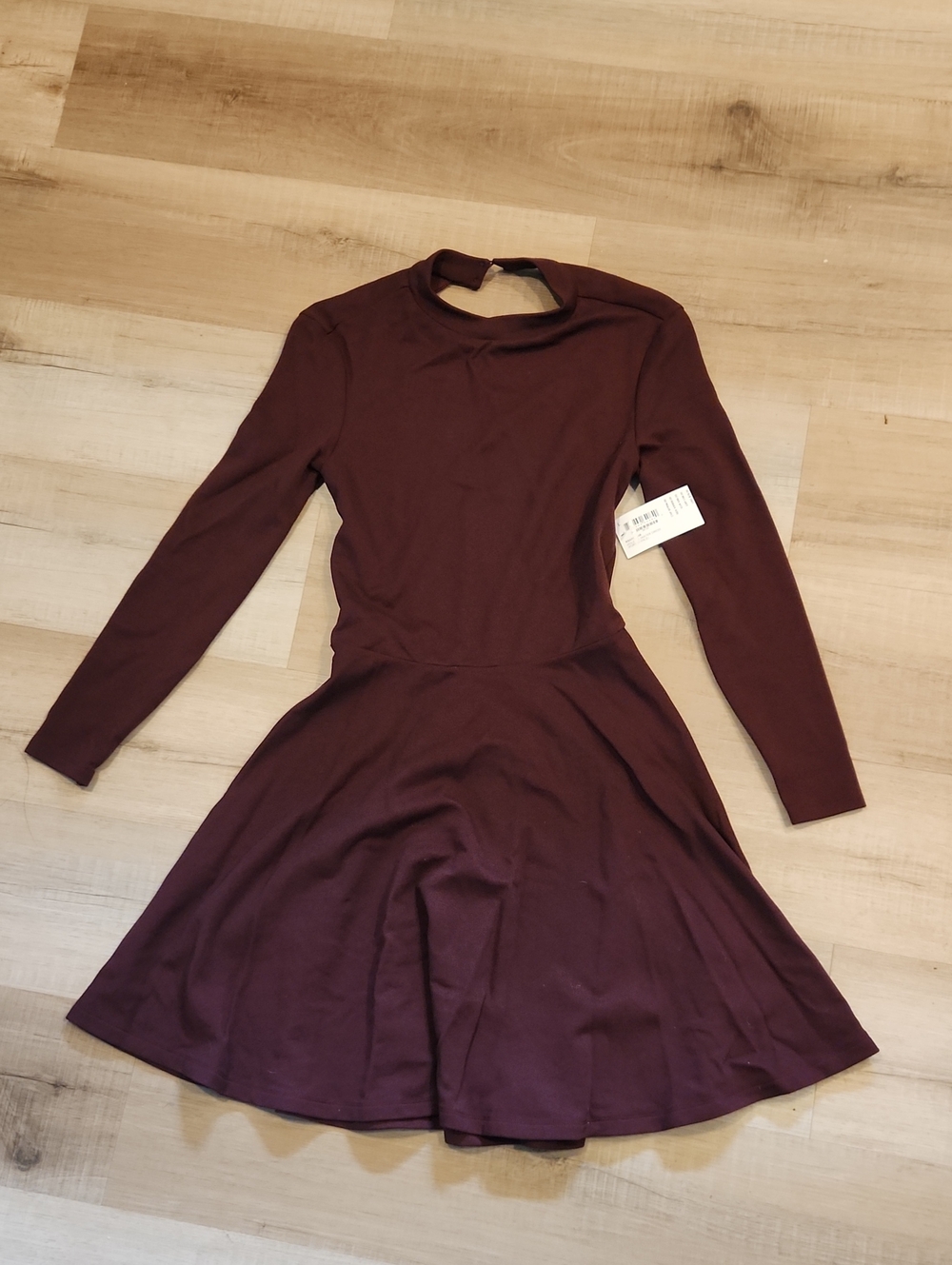 American Apparel Long-Sleeve Fit & Flare Dress in Burgundy